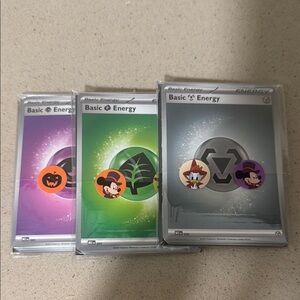 Pokemon Basic Energy Cards - Purple, Green, Gray